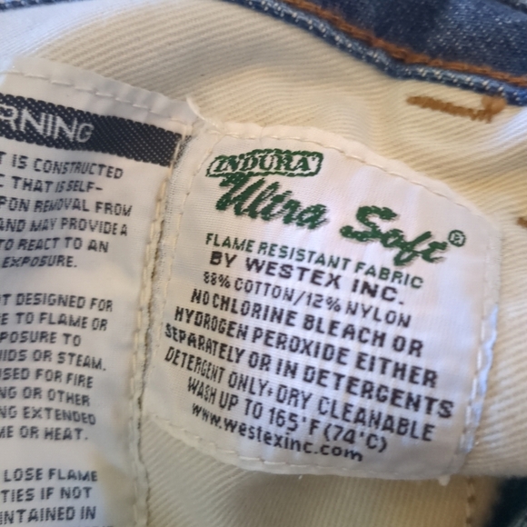 Carhartt Jeans Mens 36X31 Utility Flame Resistant Logo Workwear 5 Pocket - Picture 10 of 11